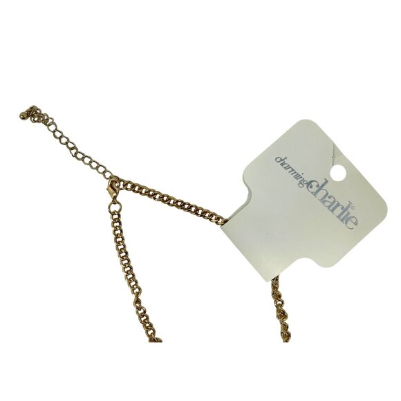 Vintage Charming Charlie Faux Jade Acrylic Stones & Gold Tone Chain - Picture 5 of 7